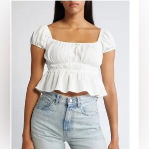 ALL IN FAVOR White Rosette Lace Trim Top size XL NWT